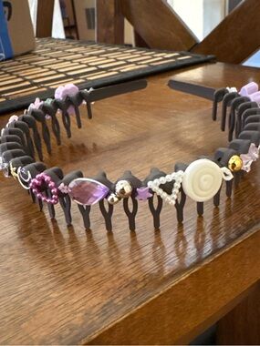 Decorative handmade junked Headband with Purple  Accents